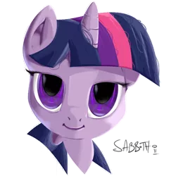 Size: 534x535 | Tagged: safe, artist:copycatastrophe, derpibooru import, twilight sparkle, pony, unicorn, bedroom eyes, bust, female, looking at you, mare, outline, portrait, signature, simple background, smiling, solo, transparent background