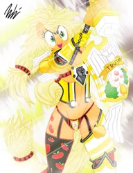 Size: 784x1020 | Tagged: anthro, applejack, artist:gmeiden, breasts, chainmail bikini, crossover, derpibooru import, female, hammer, imperial fists, ponyarch, primarch, rogal dorn, shield, solo, solo female, storm shield, suggestive, thunder hammer, warhammer 40k, warhammer (game), weapon