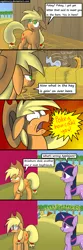 Size: 700x2100 | Tagged: angry, applejack, artist:equinox23, braeburn, caught, comic, cowboy hat, derpibooru import, everypony's gay for braeburn, floppy ears, frown, gay, glare, gritted teeth, hat, hay, hay bale, heart, hoof hold, implied, kissing, male, open mouth, pokeyburn, pokey pierce, puffy cheeks, shipping, smiling, stetson, suggestive, :t, twilight sparkle, wide eyes