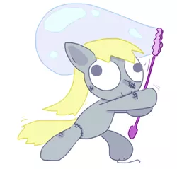 Size: 756x724 | Tagged: safe, artist:the weaver, derpibooru import, derpy hooves, pegasus, pony, bubble, colored, doll, female, mare, pony dolls, simple background, solo, white background