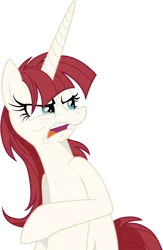 Size: 600x920 | Tagged: safe, derpibooru import, oc, oc:fausticorn, ponified, unofficial characters only, alicorn, pony, disgusted, ew gay, frown, glare, lauren faust, open mouth, simple background, solo, transparent background, upset, vector