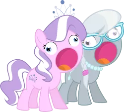 Size: 5555x5000 | Tagged: safe, artist:the smiling pony, derpibooru import, diamond tiara, silver spoon, earth pony, pony, absurd resolution, duo, duo female, faic, female, filly, inkscape, open mouth, simple background, sweetie derelle, transparent background, vector