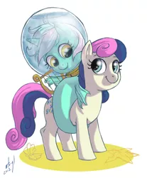 Size: 538x650 | Tagged: safe, artist:atryl, derpibooru import, bon bon, lyra heartstrings, sweetie drops, sea pony, adorabon, cute, female, lesbian, lyrabetes, lyrabon, seapony lyra, shipping