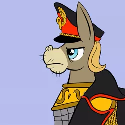 Size: 659x659 | Tagged: safe, artist:darkhestur, derpibooru import, cranky doodle donkey, donkey, commissar, imperium, richard newman, simple background, voice actor joke, warhammer (game), warhammer 40k