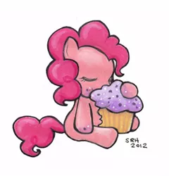 Size: 350x364 | Tagged: artist:sakky-attack, cupcake, derpibooru import, pinkie pie, safe, sleeping