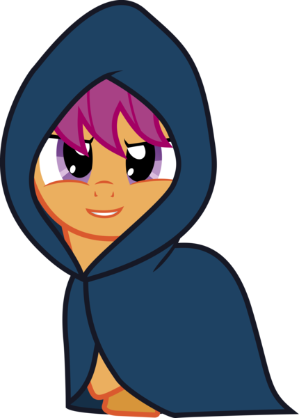 Size: 5947x8297 | Tagged: safe, artist:lightningtumble, derpibooru import, scootaloo, pony, absurd resolution, cloak, clothes, simple background, solo, transparent background, vector