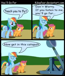 Size: 600x700 | Tagged: artist:kdogfour, comic, comic sans, derpibooru import, implied scootabuse, rainbow dash, safe, scootaloo