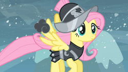 Size: 640x360 | Tagged: animated, derpibooru import, fluttershy, private pansy, safe, scared, screencap