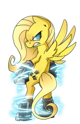 Size: 619x956 | Tagged: safe, artist:fore-trekker, derpibooru import, oc, oc:psychoshy, unofficial characters only, pegasus, pony, fallout equestria, fallout equestria: project horizons, fanfic, angry, bipedal, cutie mark, fanfic art, female, hooves, looking at you, mare, power hoof, simple background, solo, spread wings, transparent background, weapon, wings