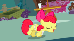Size: 853x480 | Tagged: animated, apple bloom, call of the cutie, dancing, derpibooru import, eyes closed, female, filly, foal, open mouth, safe, screencap, talking