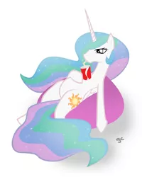 Size: 1200x1500 | Tagged: safe, artist:grilledcat, derpibooru import, princess celestia, alicorn, pony, beanbag chair, featureless crotch, female, mare, on back, photoshop, relaxing, simple background, soda, solo