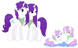 Size: 2127x1312 | Tagged: artist:jaquelindreamz, derpibooru import, elusive, female, male, puddle, rarilusive, rarity, rule 63, safe, selfcest, self ponidox, shipping, silver bell, straight, sweetie belle, wet, wet mane, wet mane rarity