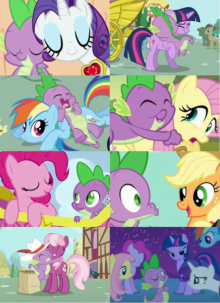 Size: 714x980 | Tagged: safe, derpibooru import, screencap, applejack, cheerilee, fluttershy, pinkie pie, rainbow dash, rarity, spike, twilight sparkle, dragon, earth pony, pegasus, pony, unicorn, a dog and pony show, fall weather friends, feeling pinkie keen, friendship is magic, owl's well that ends well, secret of my excess, applespike, cheerispike, collage, female, flutterspike, interspecies, lucky bastard, male, mane seven, mane six, pinkiespike, rainbowspike, shipping, sparity, spike gets all the mares, straight, twispike, unicorn twilight