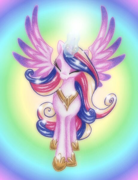 Size: 1873x2440 | Tagged: safe, artist:peachpalette, derpibooru import, princess cadance, alicorn, pony, magic, solo