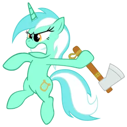 Size: 5981x6000 | Tagged: safe, artist:crusierpl, artist:epulson, derpibooru import, lyra heartstrings, pony, unicorn, absurd resolution, angry, axe, gritted teeth, simple background, solo, tomahawk, transparent background, vector, weapon