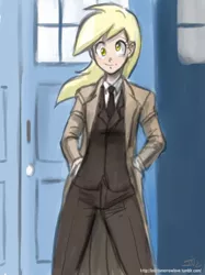 Size: 794x1059 | Tagged: artist:johnjoseco, crossover, derpibooru import, derpy hooves, doctor derpy, doctor who, female, hilarious in hindsight, human, humanized, safe, solo