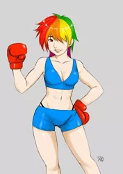 Size: 800x1131 | Tagged: artist:diasfox, boxing, derpibooru import, foxy boxing, humanized, rainbow dash, safe