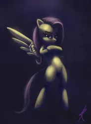Size: 636x865 | Tagged: dead source, safe, artist:raikoh, derpibooru import, fluttershy, pegasus, pony, bipedal, crossed hooves, discorded, female, flutterbitch, flying, mare, photoshop, solo