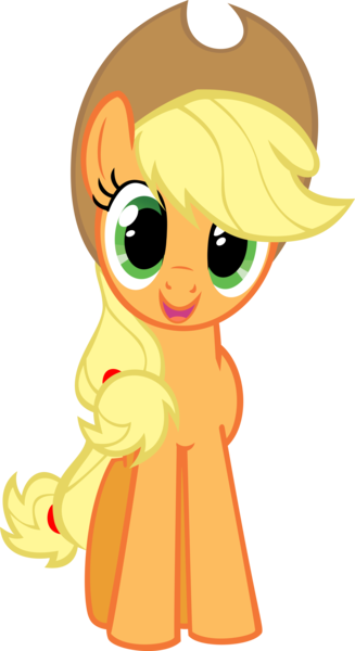 Size: 3513x6453 | Tagged: applejack, artist:kittyhawk-contrail, cute, derpibooru import, happy, head tilt, hugpony poses, jackabetes, looking at you, open mouth, part of a set, safe, simple background, smiling, solo, transparent background, vector