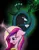 Size: 1050x1350 | Tagged: safe, artist:kyroking, derpibooru import, princess cadance, queen chrysalis, alicorn, changeling, changeling queen, pony, black background, bust, duo, female, floppy ears, frown, grin, image, looking down, mare, no teeth, open mouth, png, portrait, signature, simple background, smiling