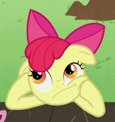 Size: 243x259 | Tagged: animated, apple bloom, cropped, derpibooru import, ponyville confidential, safe, screencap, solo, thinking bloom