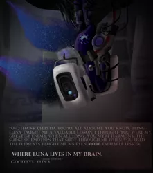 Size: 744x842 | Tagged: artist:abductionfromabove, crossover, derpibooru import, glados, nightmare moon, portal 2, portal (valve), safe, text