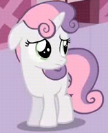 Size: 157x193 | Tagged: safe, derpibooru import, screencap, sweetie belle, pony, unicorn, animated, cute, diasweetes, female, filly, floppy ears, foal, gif, sad, solo