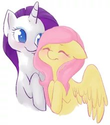 Size: 360x409 | Tagged: safe, artist:lalucca, derpibooru import, fluttershy, rarity, female, flarity, lesbian, shipping