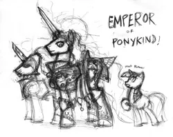 Size: 680x540 | Tagged: adeptus custodes, artist:sanity-x, crossover, derpibooru import, god-emperor of mankind, monochrome, ponified, power armor, powered exoskeleton, power sword, safe, sword, traditional art, twilight sparkle, warhammer 30k, warhammer 40k, warhammer (game), weapon