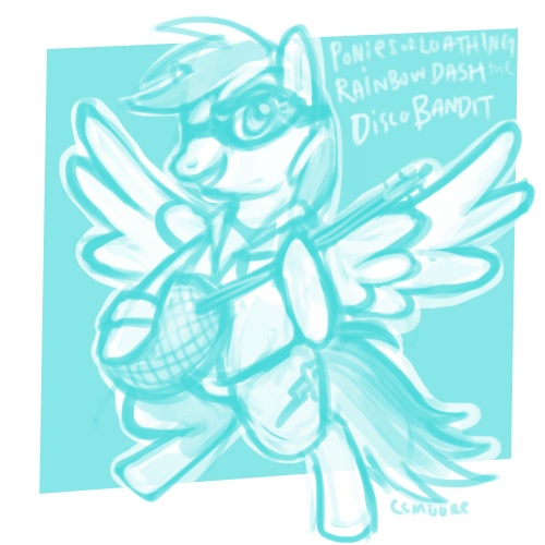 Size: 500x500 | Tagged: artist:clorin spats, derpibooru import, disco bandit, kingdom of loathing, rainbow dash, safe