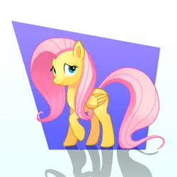 Size: 1024x1024 | Tagged: dead source, safe, artist:eisenrot, derpibooru import, fluttershy, pegasus, pony, female, folded wings, looking at you, mare, raised hoof, smiling, solo, standing, three quarter view, wings