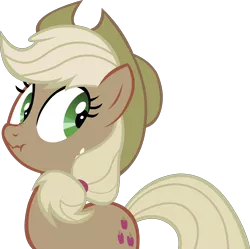 Size: 3200x3187 | Tagged: safe, artist:chir-miru, derpibooru import, applejack, earth pony, pony, bust, female, freckles, frown, hat, high res, liar face, liarjack, liarpony, mare, nose wrinkle, scrunchy face, simple background, solo, transparent background, vector, wide eyes