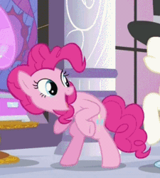 Size: 274x305 | Tagged: safe, derpibooru import, screencap, pinkie pie, a canterlot wedding, animated, bipedal, chicken dance, cropped, dancing, loop, mannequin, solo, tongue out