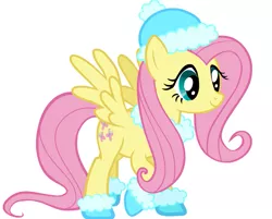 Size: 875x705 | Tagged: boots, clothes, derpibooru import, fluttershy, hat, official, safe, shoes, solo, vector, winter