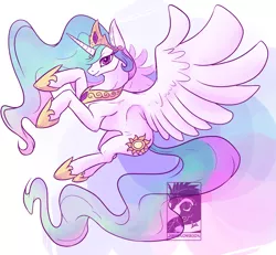 Size: 900x833 | Tagged: dead source, safe, artist:japandragon, artist:rustydooks, derpibooru import, princess celestia, alicorn, pony, female, flying, lidded eyes, mare, simple background, smiling, solo, white background, wings