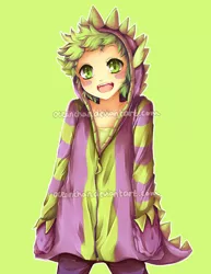 Size: 600x776 | Tagged: artist:oceanchan, clothes, derpibooru import, hoodie, humanized, safe, spike