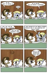 Size: 2136x3300 | Tagged: suggestive, artist:joeywaggoner, derpibooru import, derpy hooves, doctor whooves, time turner, pegasus, pony, bed, comic, doctorderpy, female, high res, implied blowjob, implied oral, implied sex, male, mare, shipping, straight, strange dream