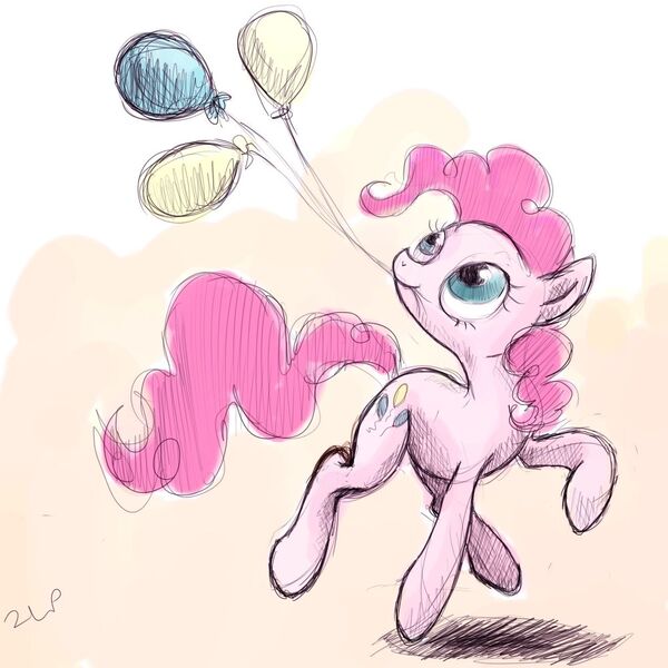 Size: 1000x1000 | Tagged: artist:lueza-35, balloon, derpibooru import, pinkie pie, safe, solo