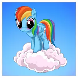 Size: 1052x1052 | Tagged: safe, artist:mysticalpha, derpibooru import, rainbow dash, pegasus, pony, blushing, cloud, female, mare, on a cloud