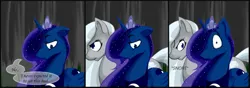 Size: 1280x448 | Tagged: context in comments, derpibooru import, floppy ears, frown, glare, oc, oc:stormfront, princess luna, sad, safe, stories from the front, wide eyes