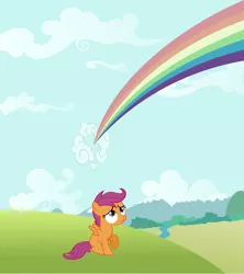 Size: 1920x2160 | Tagged: artist:adcoon, derpibooru import, rainbow, sad, safe, scootalone, scootaloo