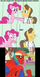 Size: 546x1038 | Tagged: 60s spider-man, derpibooru import, doctor, doctor horse, doctor stable, meme, pinkie pie, rainbow dash, safe, spider-man