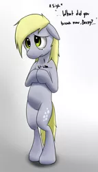Size: 1600x2800 | Tagged: dead source, safe, artist:phon-e, derpibooru import, derpy hooves, pegasus, pony, bipedal, crying, female, floppy ears, gradient background, mare, sad, solo