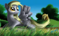 Size: 1680x1050 | Tagged: safe, artist:mderp, derpibooru import, derpy hooves, pegasus, pony, female, mare, muffin