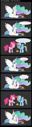 Size: 500x2000 | Tagged: artist:mixermike622, comic, derpibooru import, pinkie pie, princess celestia, rainbow dash, safe, telephone, trollestia, vulgar