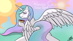 Size: 1920x1080 | Tagged: suggestive, artist:tlatophat, derpibooru import, princess celestia, alicorn, pony, alcohol, blushing, female, goblet, horn, looking at you, smiling, solo, solo female, spread wings, wallpaper, wine, wings