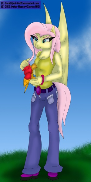 Size: 800x1600 | Tagged: anthro, artist:darkdijinartie89, derpibooru import, fluttershy, peewee, safe