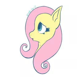 Size: 500x500 | Tagged: safe, artist:sharkyteef, derpibooru import, fluttershy, pony, bust, female, looking away, looking up, mare, open mouth, profile, simple background, solo, white background