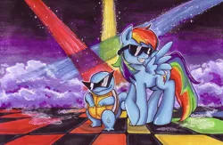 Size: 951x620 | Tagged: artist:hyper-piston, crossover, derpibooru import, pokémon, rainbow dash, safe, squirtle, sunglasses, swag