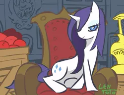 Size: 667x511 | Tagged: safe, artist:lentoto, derpibooru import, rarity, pony, unicorn, couch, female, mare, paint tool sai, sitting, solo, wet, wet mane, wet mane rarity